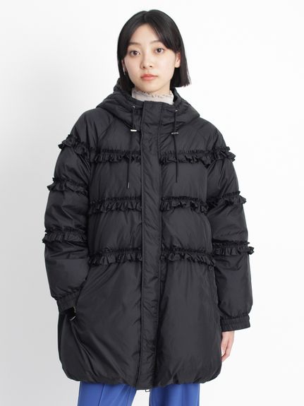 フリルティアード ナイロンタフタダウンコート（ダウンジャケット