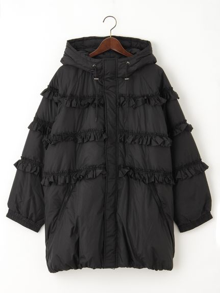 フリルティアード ナイロンタフタダウンコート（ダウンジャケット