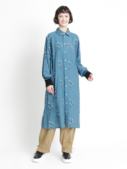 スノードロップカットジャカードシャツワンピース（シャツワンピース