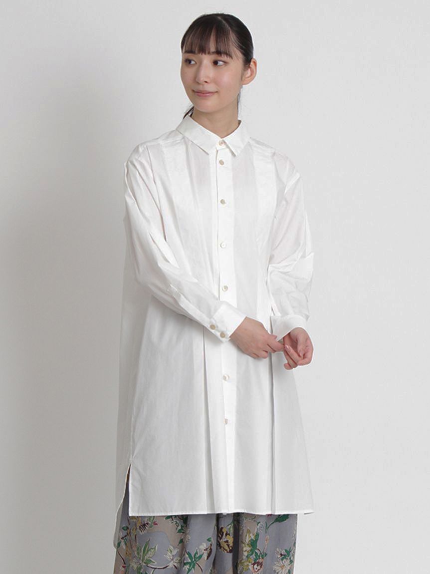 スーピマストライプ&タイプライタークロスロングシャツ（シャツ）｜KEI