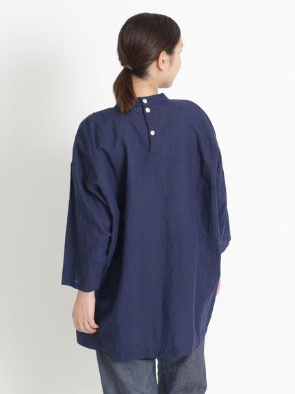 Vert コットンラミーローンハンド刺繍スタンドカラーチュニック