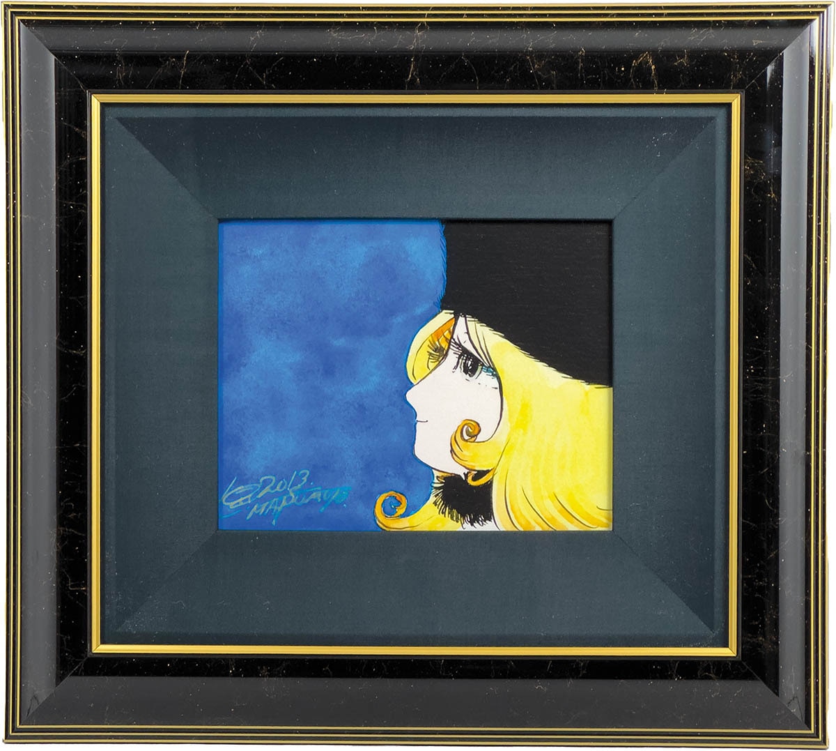 4016] 松本零士 直筆サイン入りカラー複製イラスト「未来へ/銀河鉄道999」