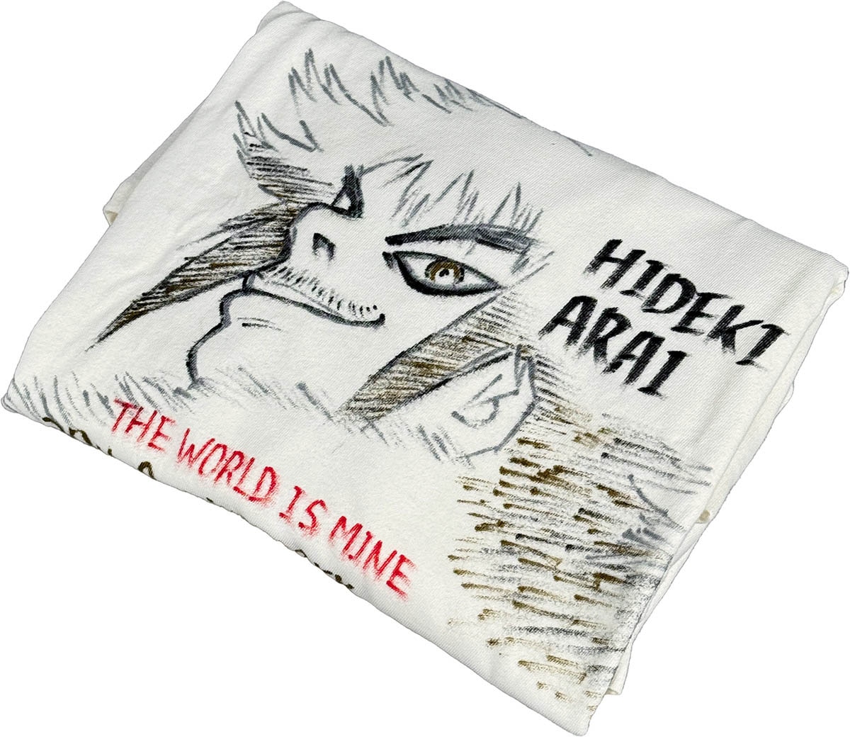 4063] 新井英樹 直筆イラストサイン入りシャツ「ザ・ワールド・イズ