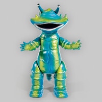 2281] ゴジラタイプ 1本角怪獣 茶成型 銀、緑塗装