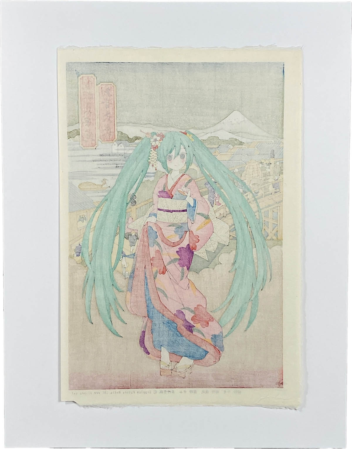 5129] 冬奇 木版画「歌姫東海道 初音未来」 初音ミク