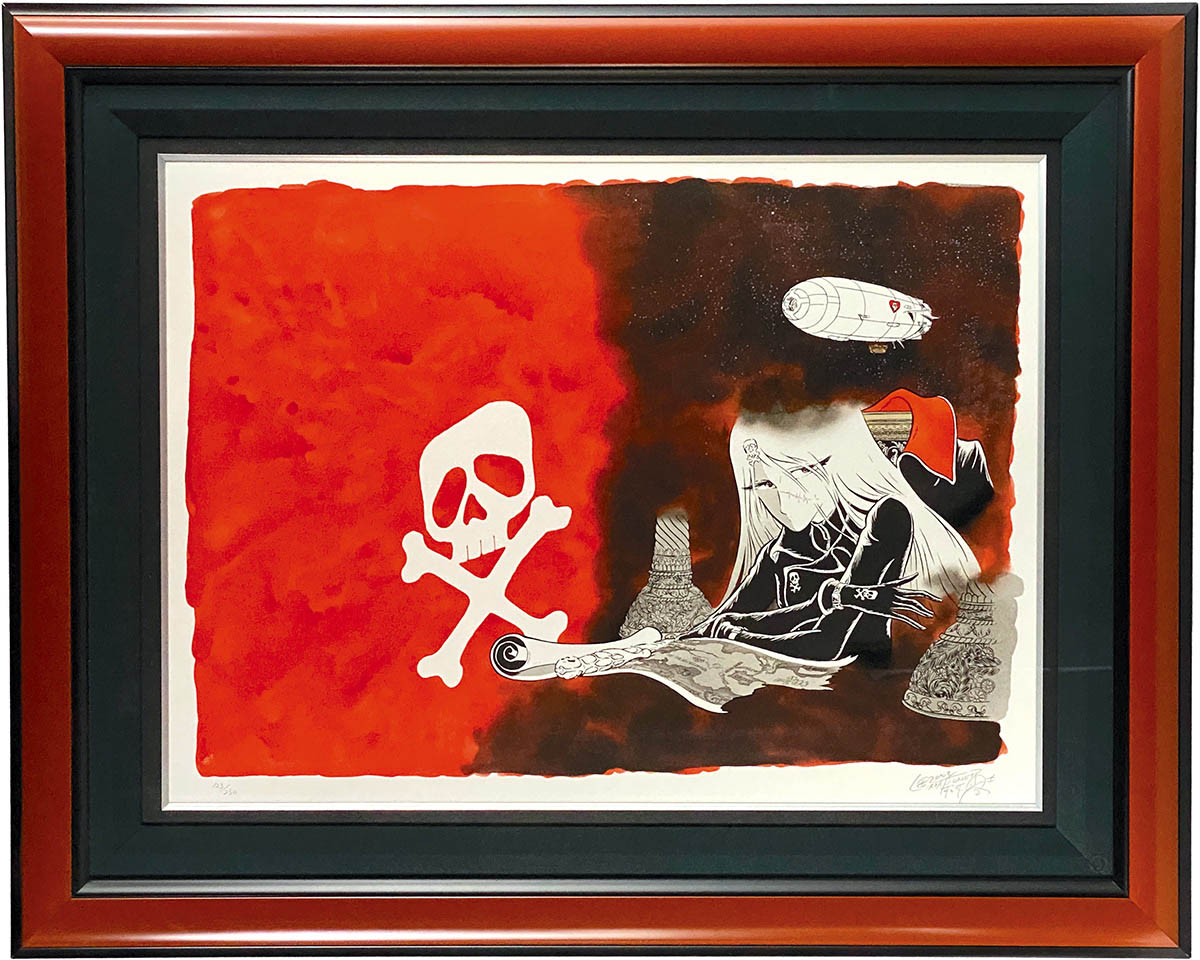 2835] 松本零士 直筆サイン入りシルクスクリーン「エメラルダス伝説」