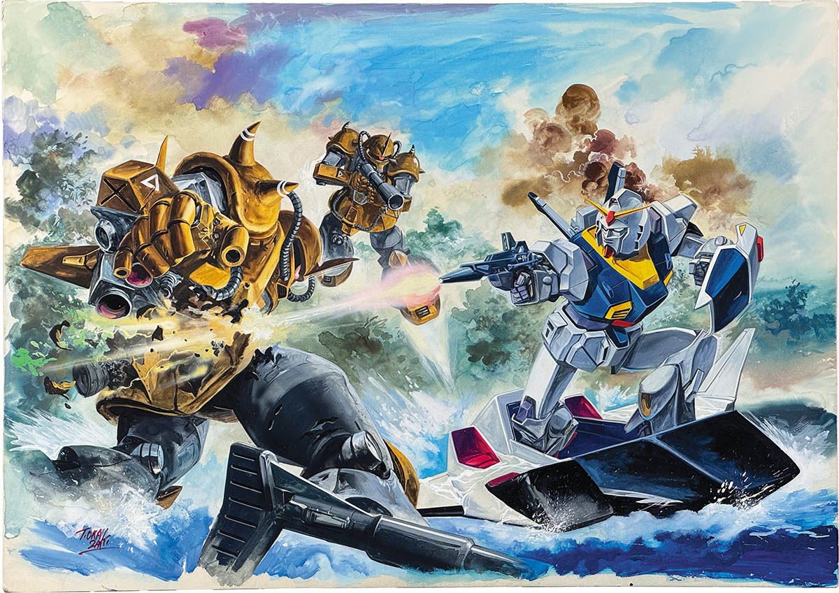 3609] 岡崎甫雄 直筆カラーイラスト「機動戦士Zガンダム」