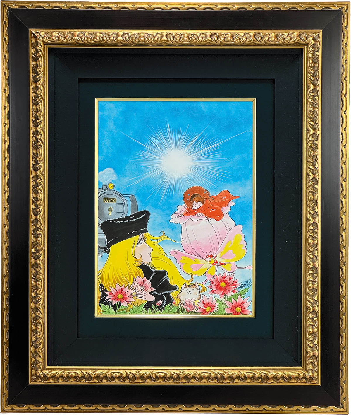 7216] 松本零士 直筆カラーイラスト「花咲く星」