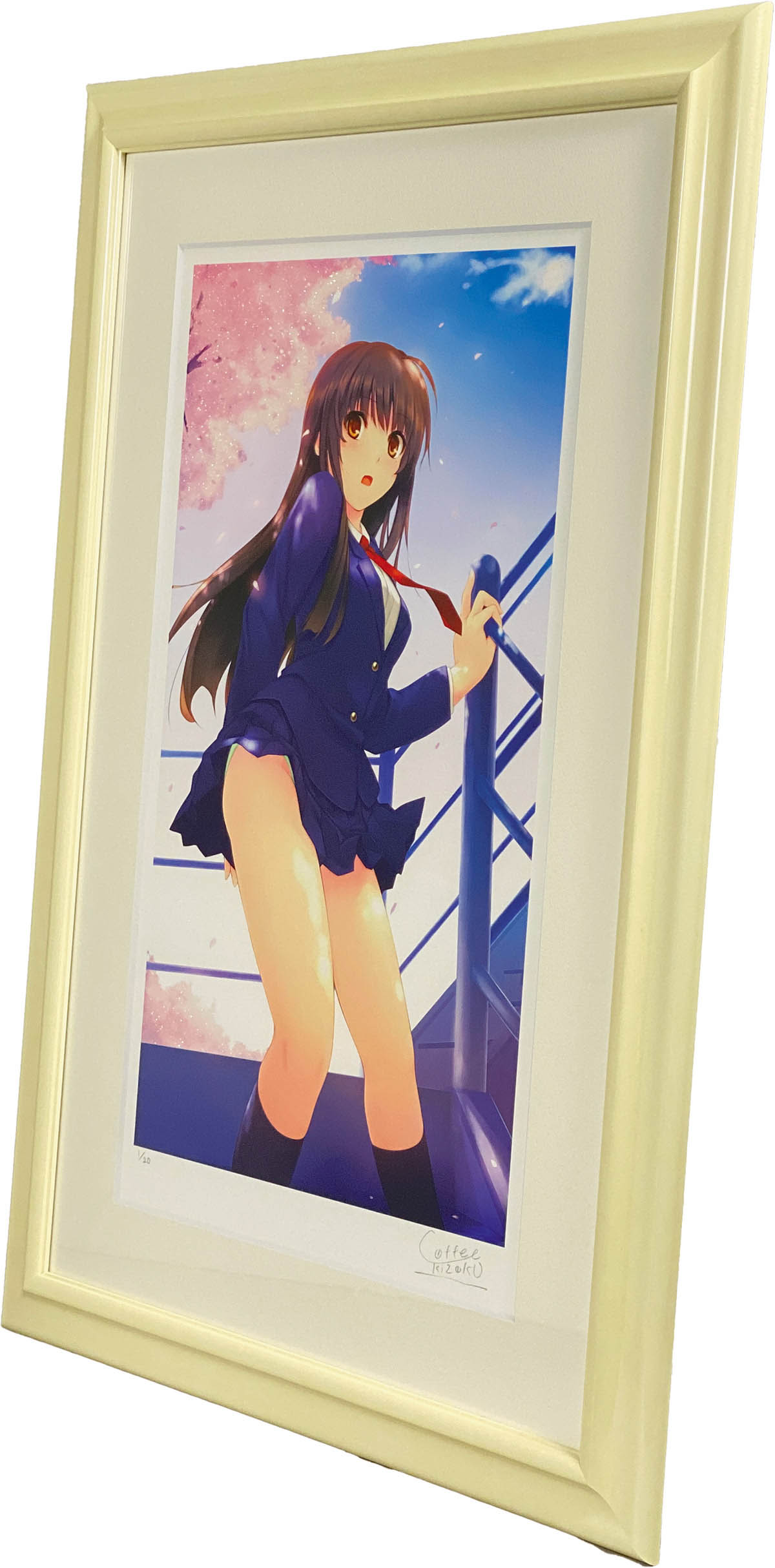 5136] 珈琲貴族 直筆サイン入りカラー複製イラスト「桜咲く日に」