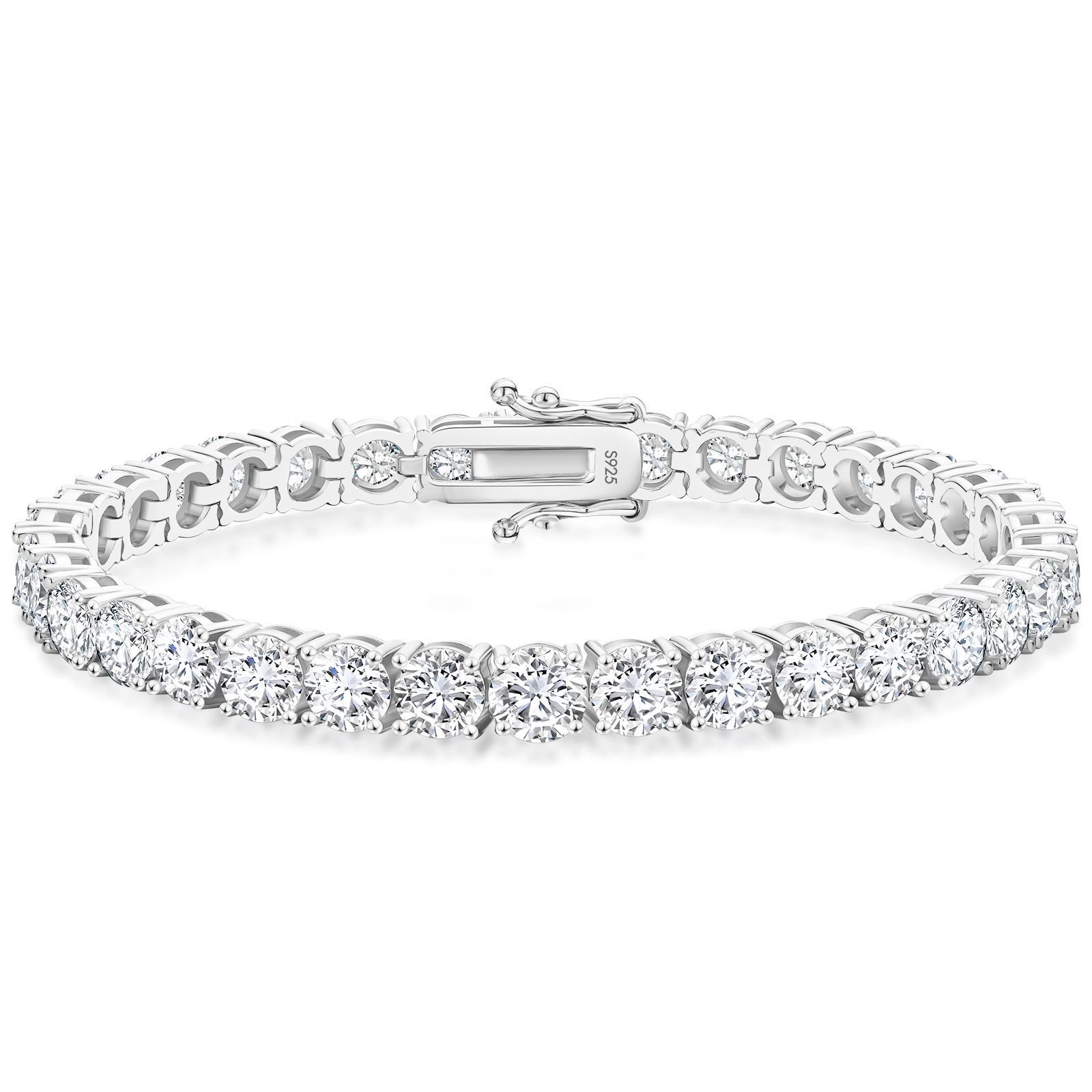 5mm モアサナイト テニス ブレスレット シルバー925 ヒップホップ