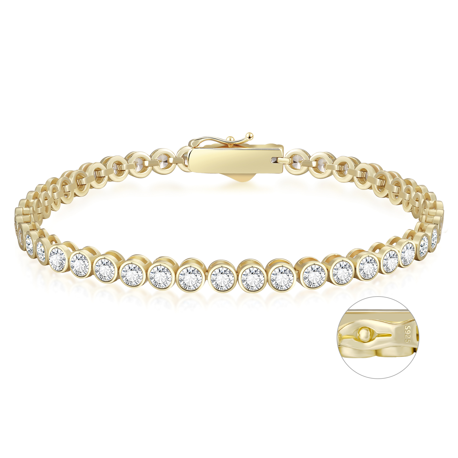 KRKC 3mm テニス ブレスレット メンズ シルバー925