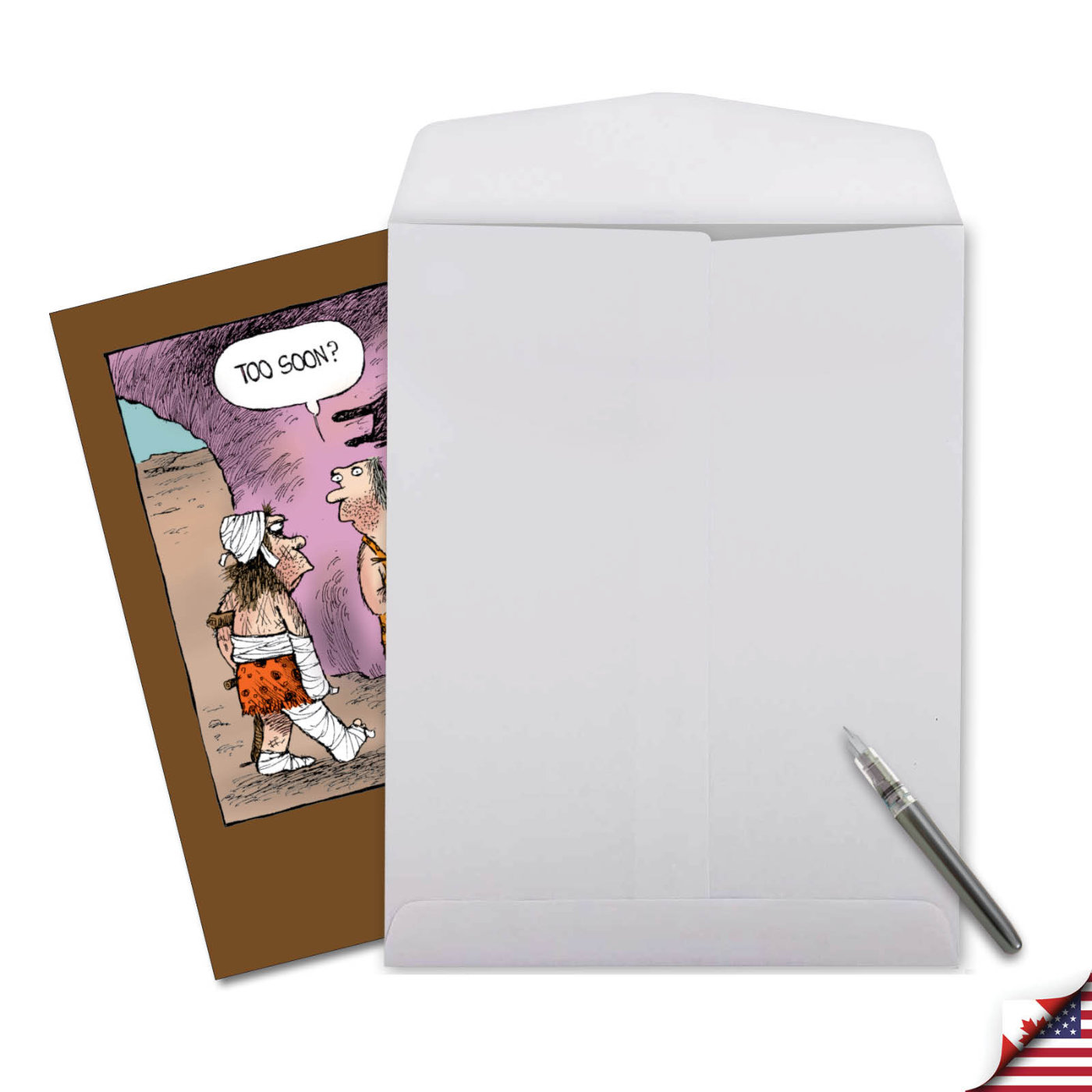 Caveman Drawing: Humor Get Well Extra Large Card