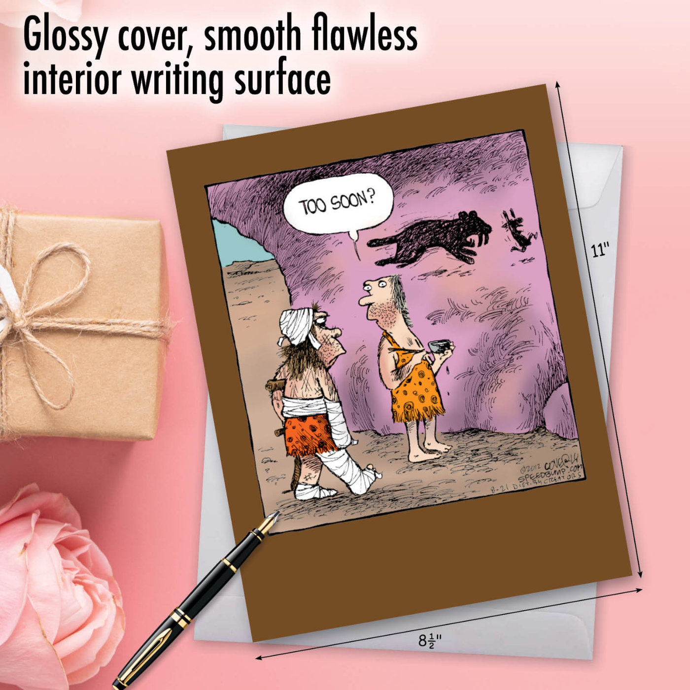 Caveman Drawing: Humor Get Well Extra Large Card