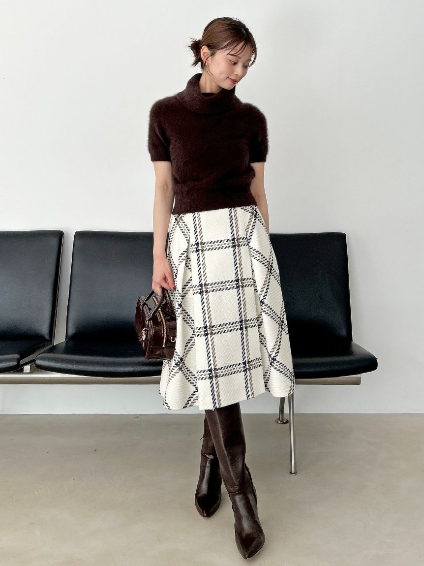 Sustainableロービングチェックミドルスカート(ロングスカート