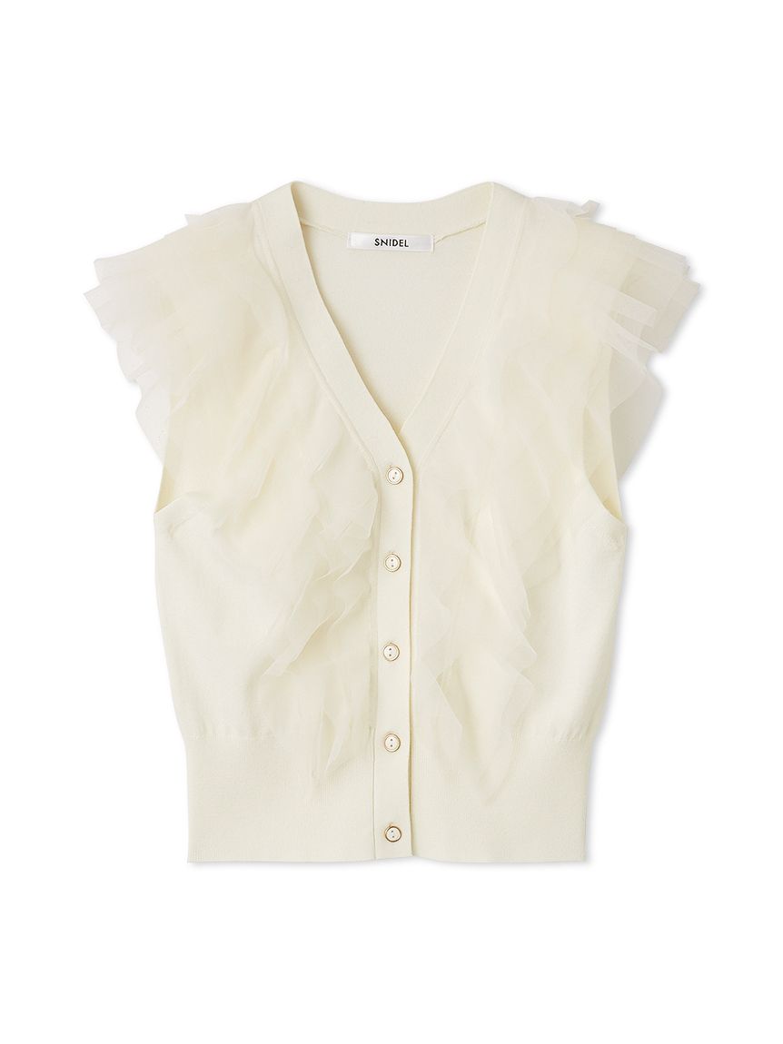 Sustainableチュールフリルニットプルオーバー(ニット)｜トップス