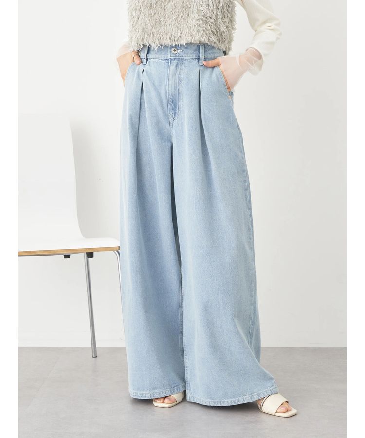 タックワイドデニムパンツ/earth music&ecology（アース ミュージック