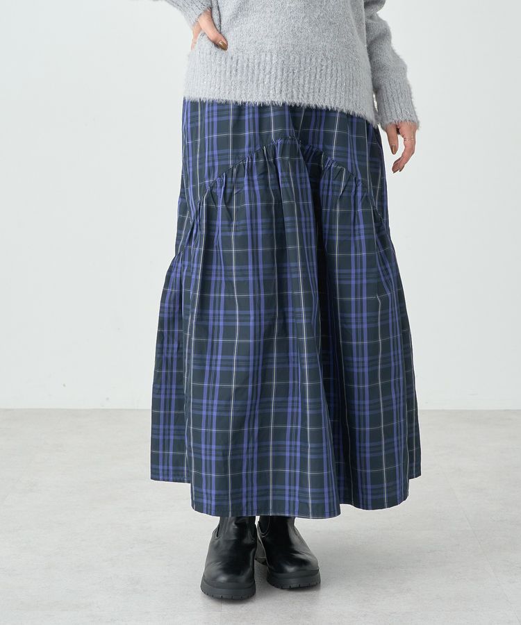 メモリータフタチェックスカート/earth music&ecology（アース