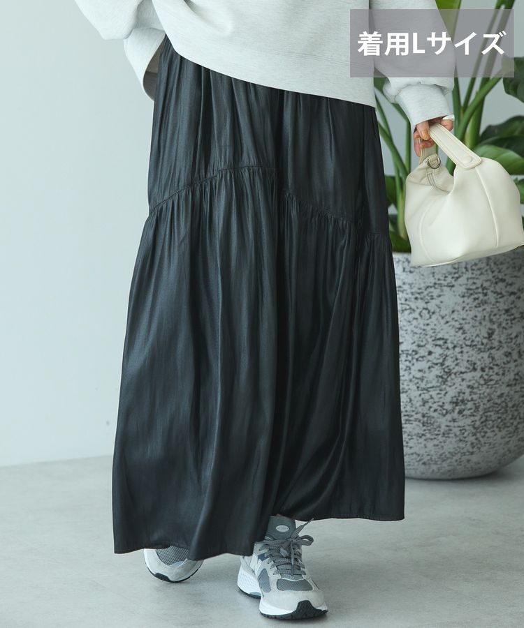 選べる丈】チンツ加工ティアードスカート/AMERICAN HOLIC（アメリカン