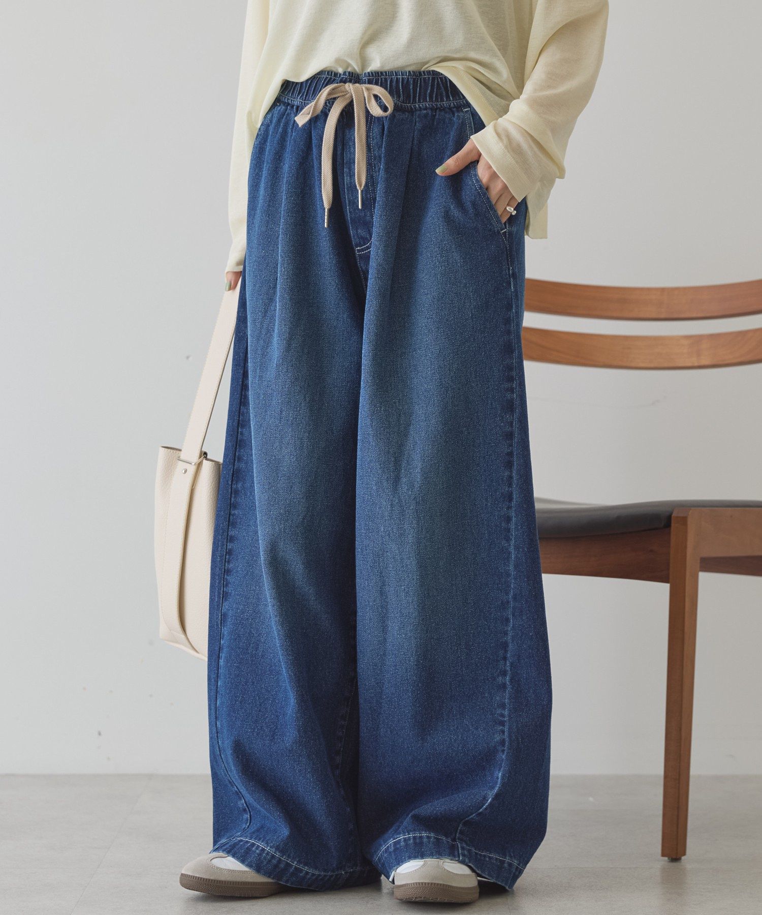 予約】イージーデニムワイドパンツ/AMERICAN HOLIC（アメリカン