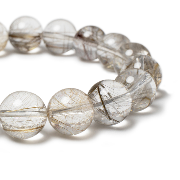 一点もの】シルバールチルクォーツ12mm シンプルブレスレット｜天然石
