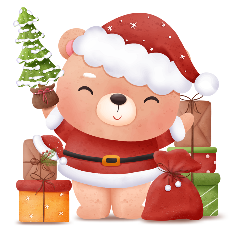 かわいい赤ちゃんのイラスト クリスマスクマ イラスト｜EPS 無料