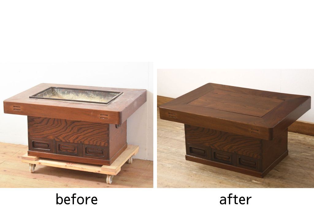 公式】アンティーク家具ラフジュ工房商品詳細ページ関西火鉢をリペア