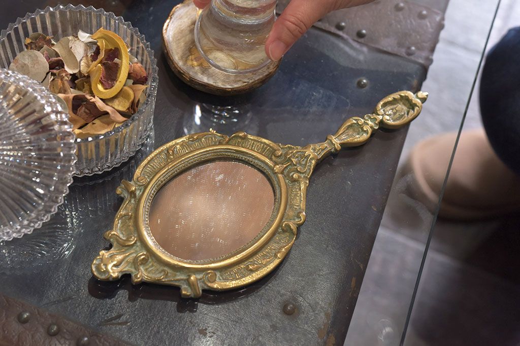 ♡フランスアンティーク ミラー♡エンジェル 天使 ローズ バラ 真鍮