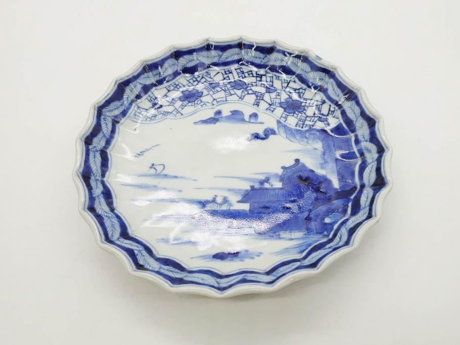 小皿 金彩 色絵 5枚 古伊万里 山水 取り皿 山 舟 小皿 金彩 色絵 5枚