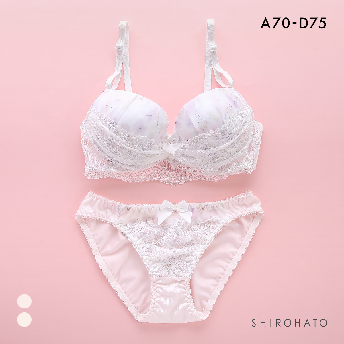 ピュアシェリ フラワーシフォン×カバーレース ブラセット ABCD 谷間 脇