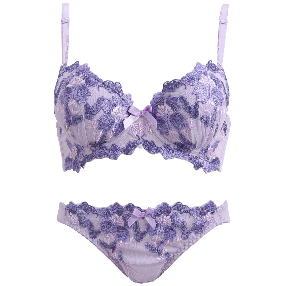 SHIROHATO限定販売 華やか花柄刺繍 ブラショーツ セット ABCD 盛りブラ