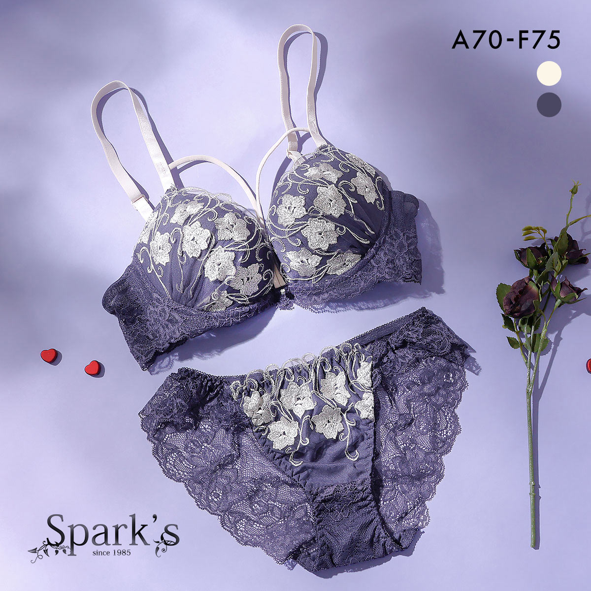 スパークス バイカラーフラワーコード ブラジャー ショーツ セット