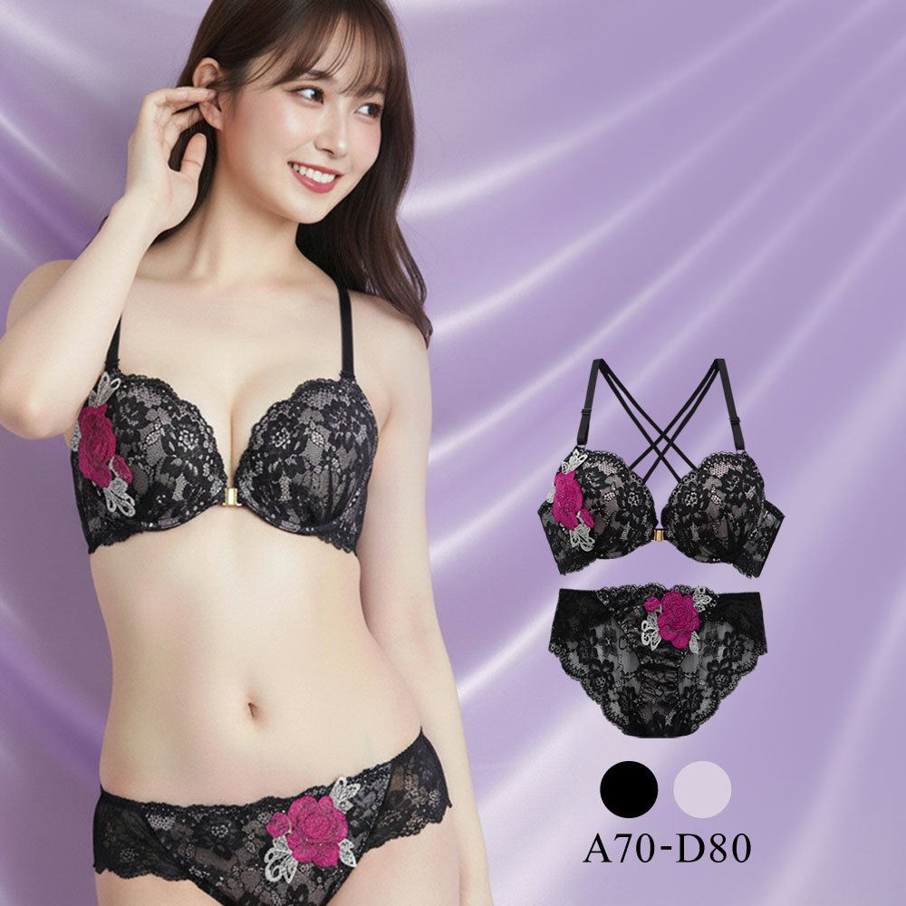 ラブジェリー 背中魅せ レーシーローズ フロントホック ブラセット