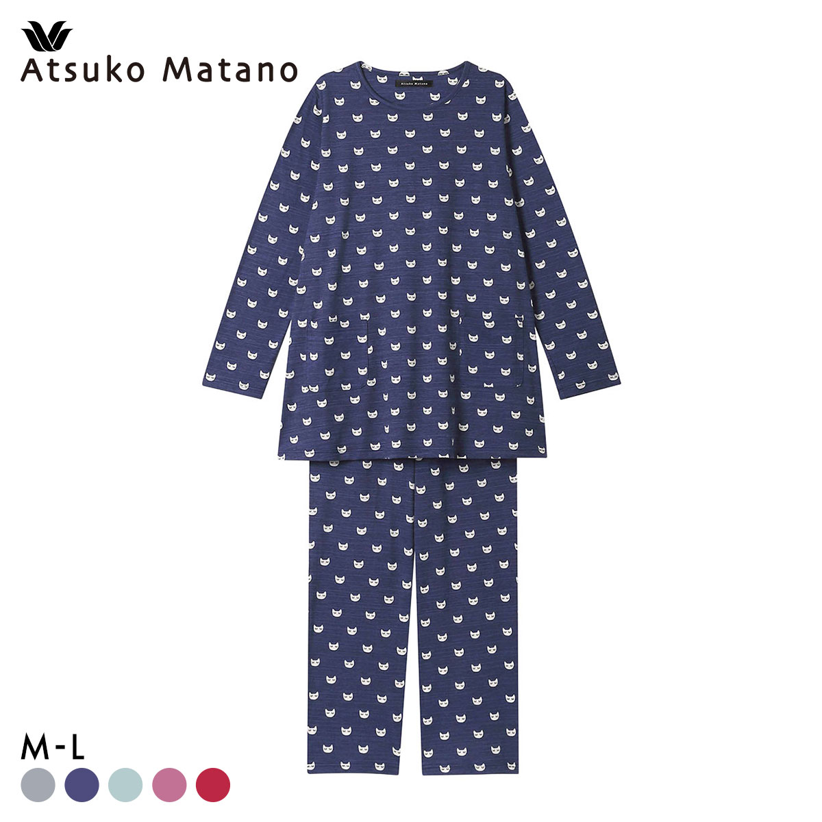 ワコール Wacoal マタノアツコ ATSUKO MATANO ねこ 長袖 パジャマ 上下