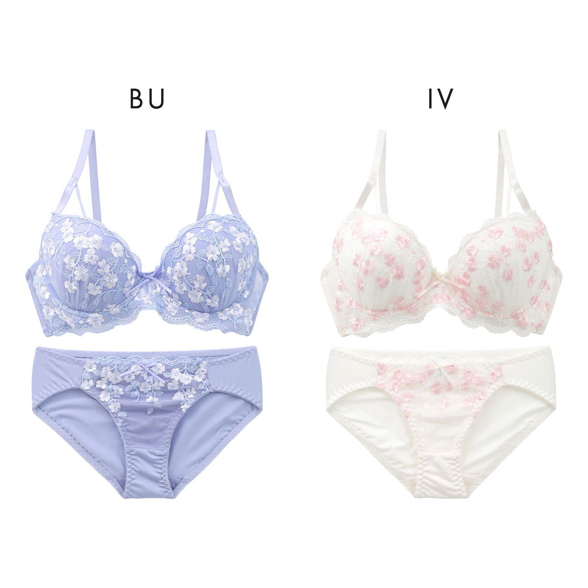 エレガント らくちんソフトワイヤー プチフラワー ブラセット ABCDEF