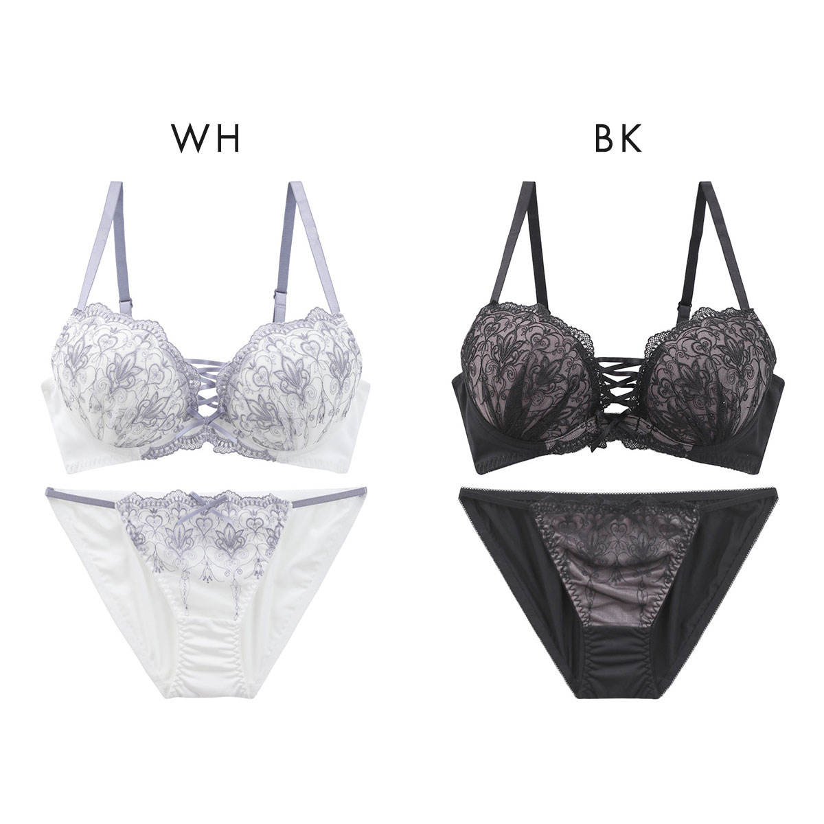 スパイシー 脇高 アラベスク×編み上げレースアップ ブラセット BCD65