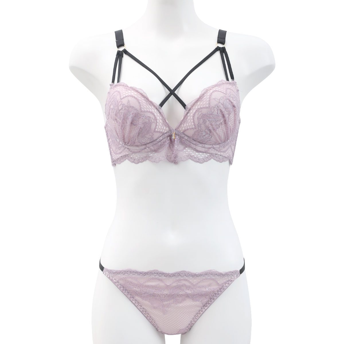 ピュアシェリ クロスストリング 総レース ブラセット ABCD ブラジャー