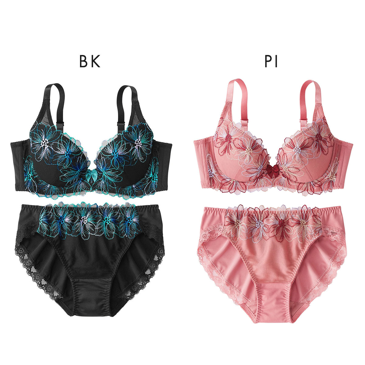 ニッセンとトリンプ共同企画】脇高刺しゅう コスモス レースブラジャー