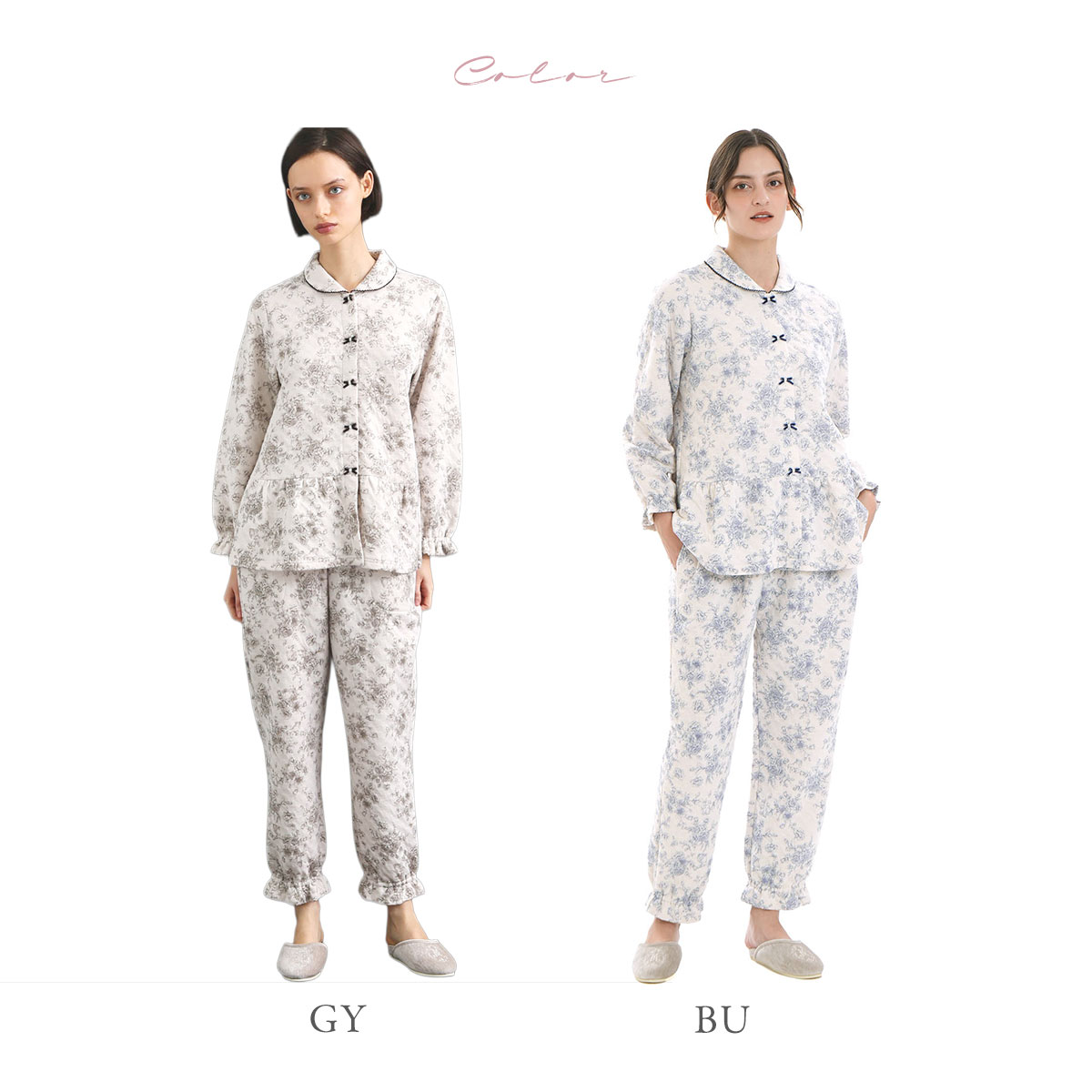 ナルエー パジャマ 裏綿接結(綿入り)トワルドラパンシャツパジャマ