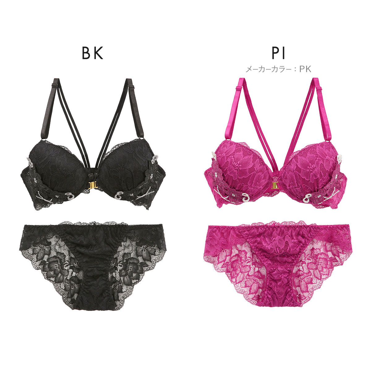 ラブジェリー 背中魅せ ジュエルフラワー フロントホック ブラセット