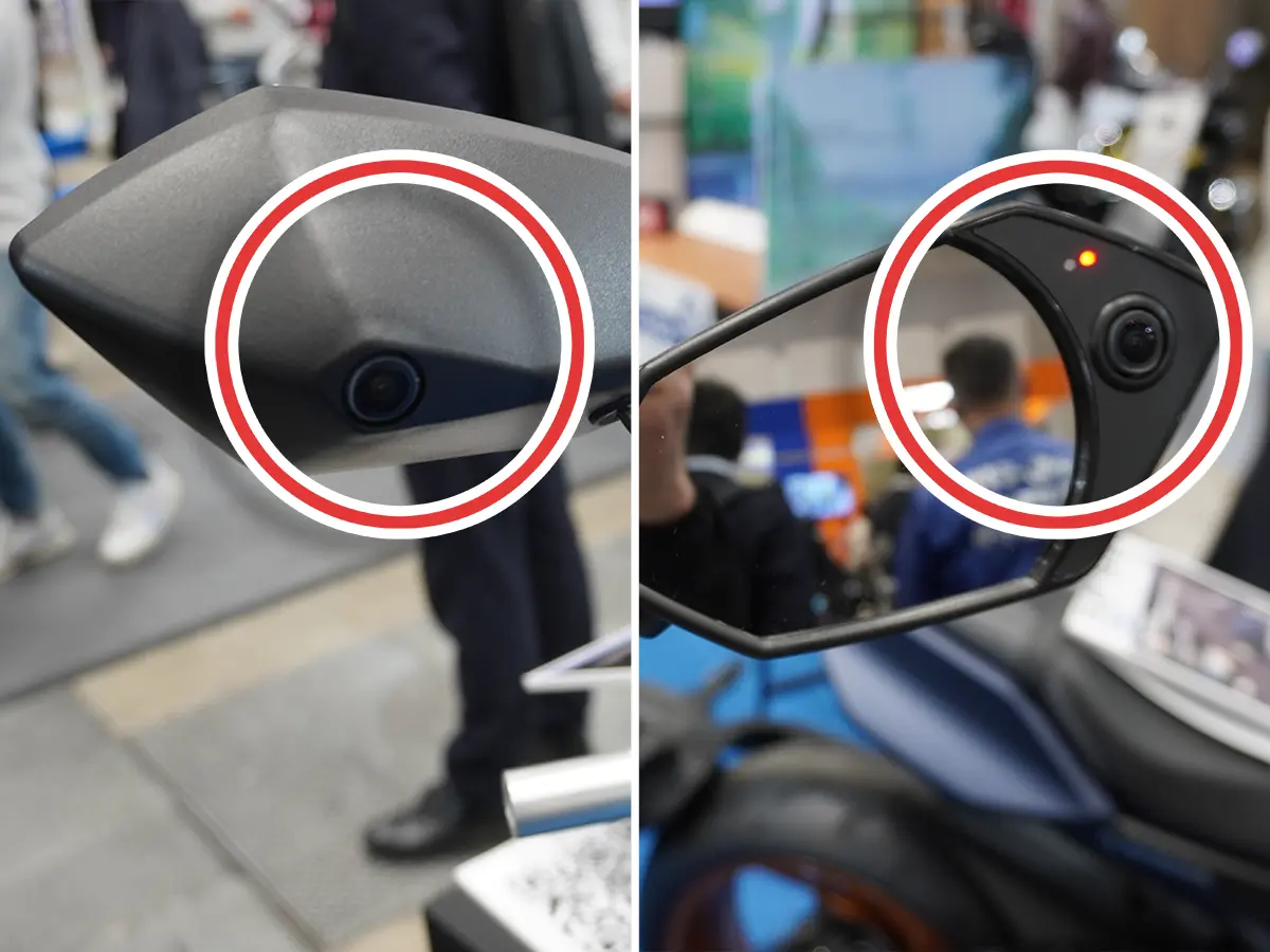 スッキリデザインで違和感なし！バックミラー一体型の前後ドライブ