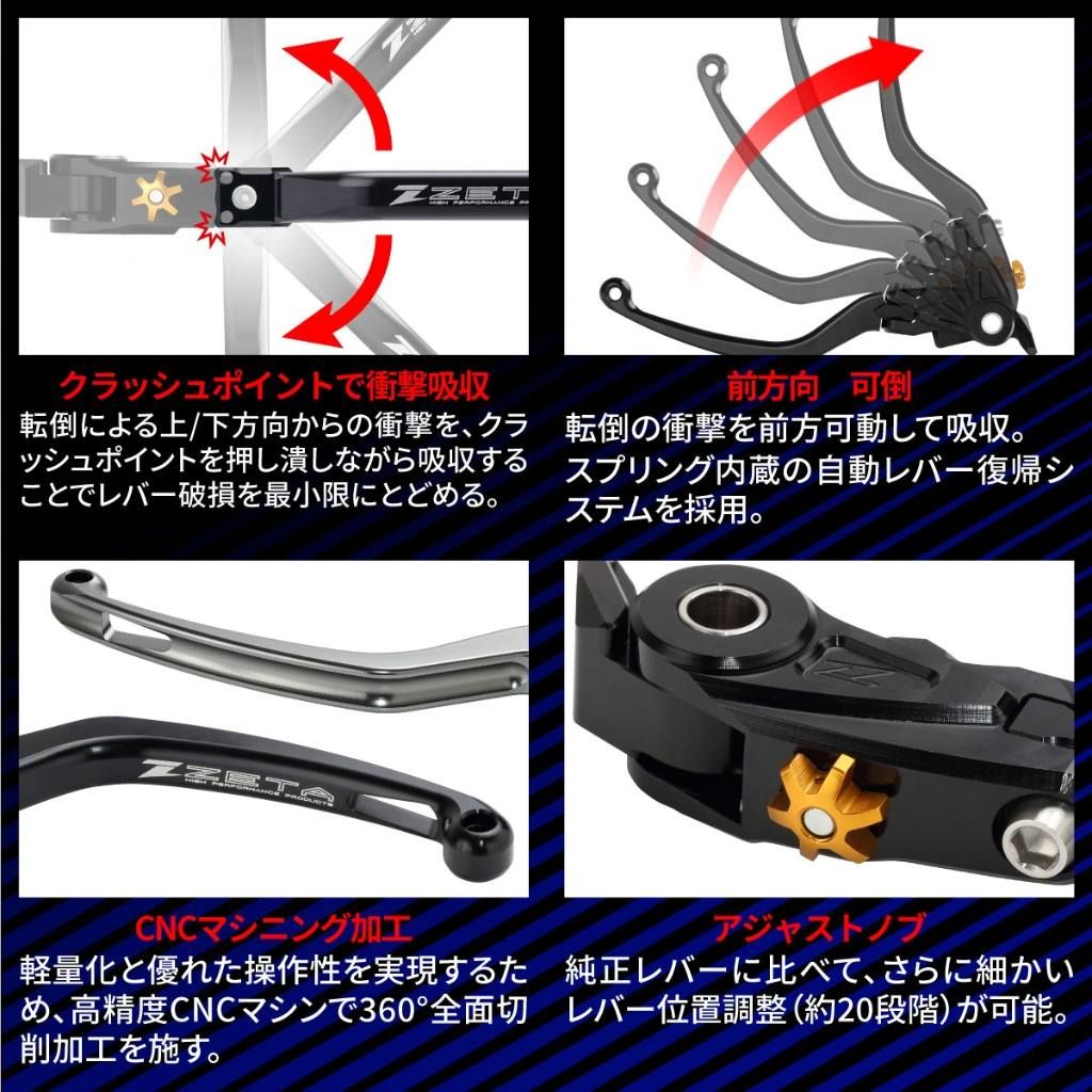 Webike | ZETA ジータ パイロット レバー セット FZ-07(F5616