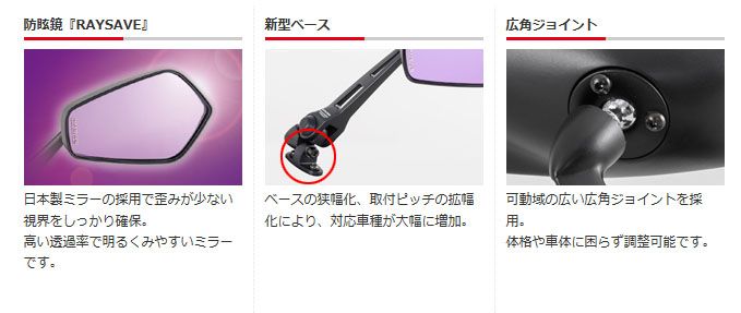 Webike | TANAX NAPOLEON タナックス ナポレオン カウリングミラー7