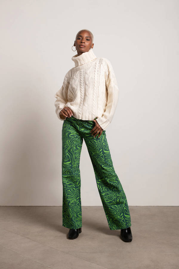 White Sweater - Cable Knit Sweater - Ivory Turtle Neck Sweater