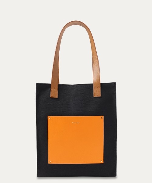 CULLNI ONLINE STORE / Leather Pocket Canvas Mini Tote