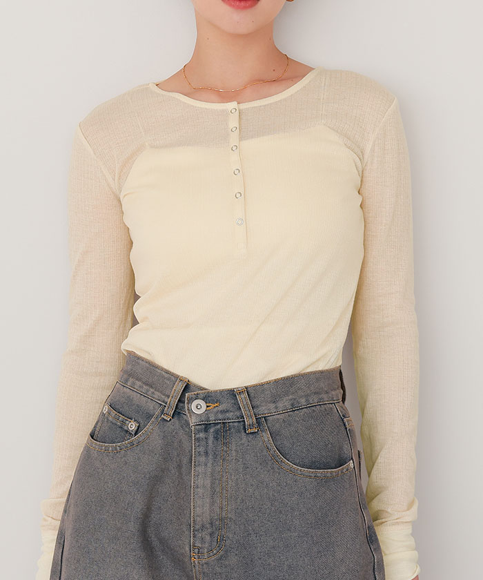 シアーテレコヘンリーネックトップス【メール便可／85】 | titivate