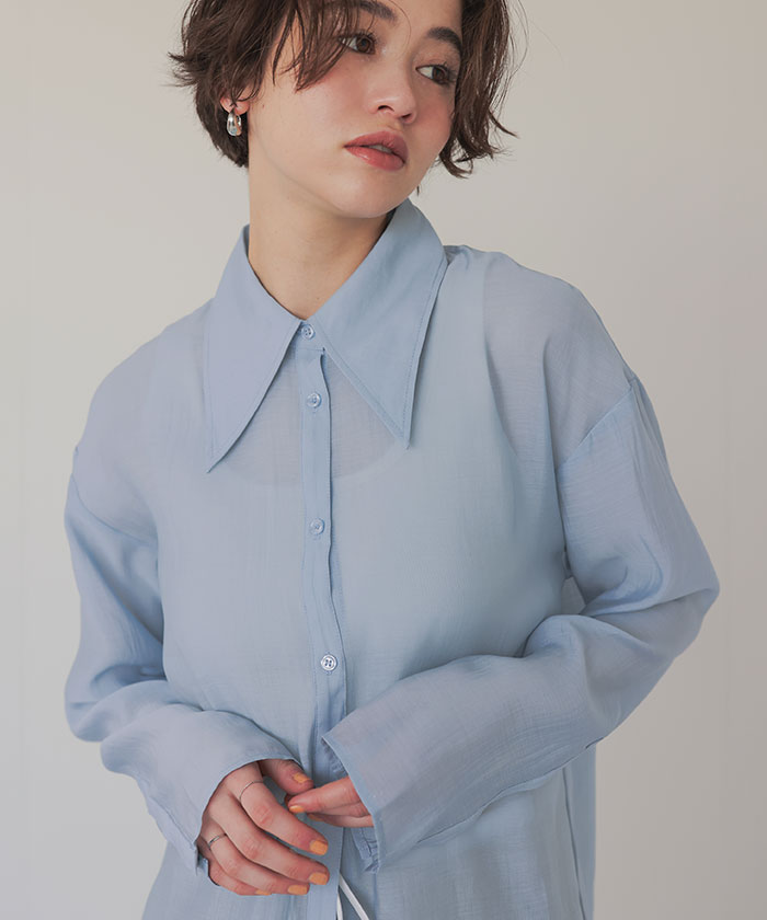 デザイン襟シアーシャツ【メール便可／100】 | titivate