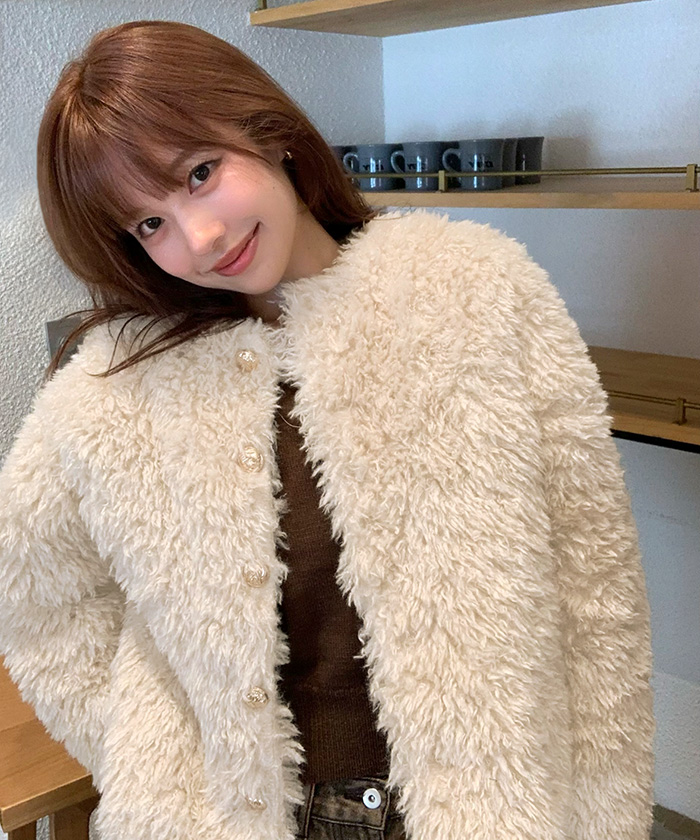 中綿キルティングプードルフェイクファージャケット | titivate