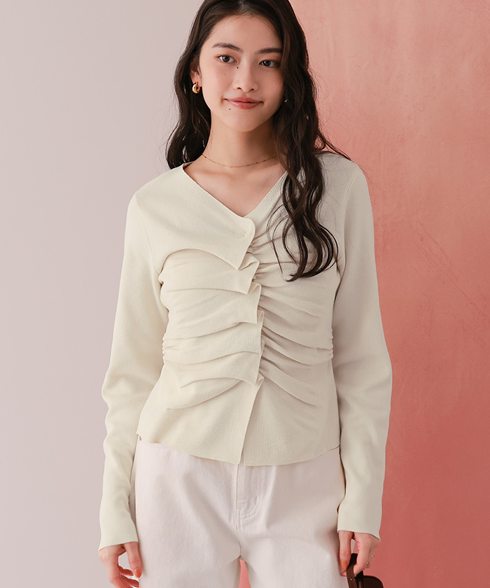 フロントギャザーニットトップス | titivate