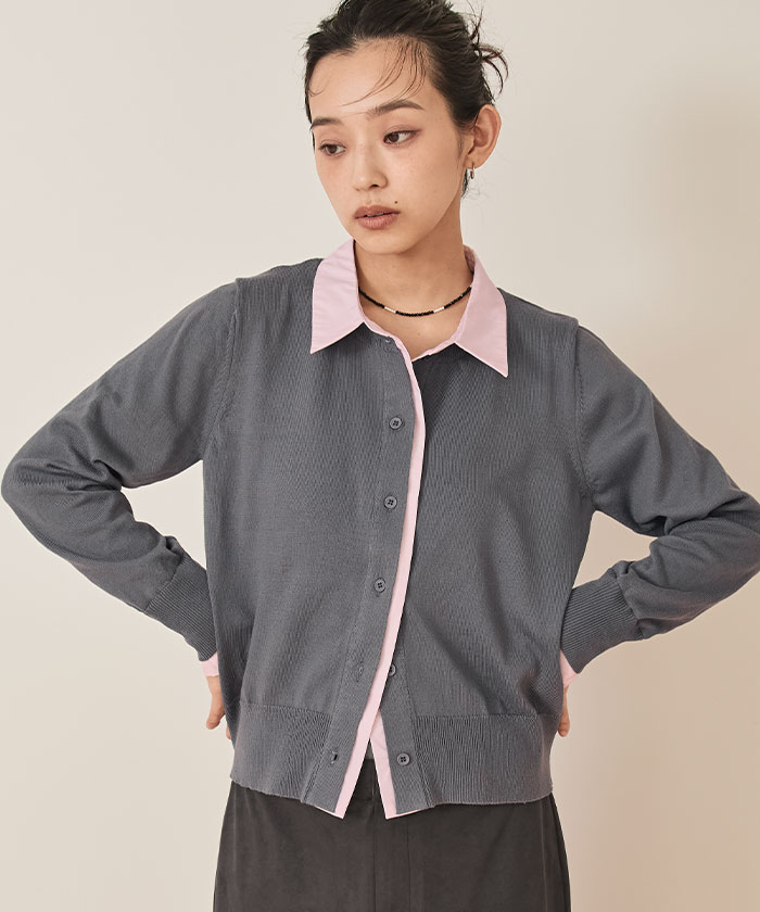 シャツレイヤード風カーディガン【miette ミエット】 | titivate