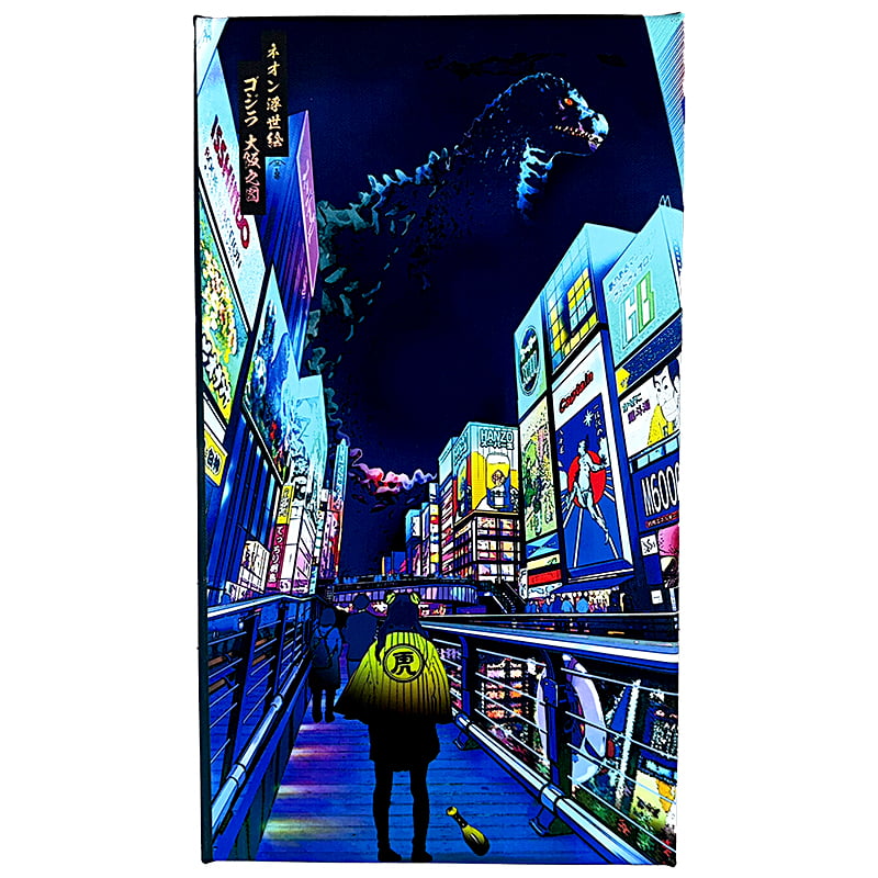 ネオン浮世絵 ゴジラ大阪之図 ファブリックボード｜浮世絵工房